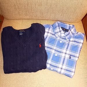 POLO Ralph Lauren Plaid Button Up Shirt and Vest Bundle Sz. 5 & 6
